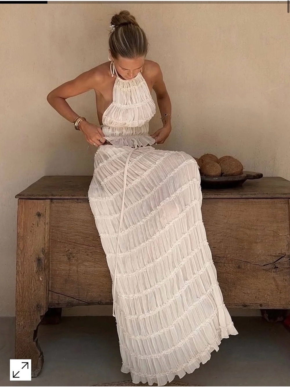 Ivory Halter Ruffle Two Piece Set - Picture 1 of 6